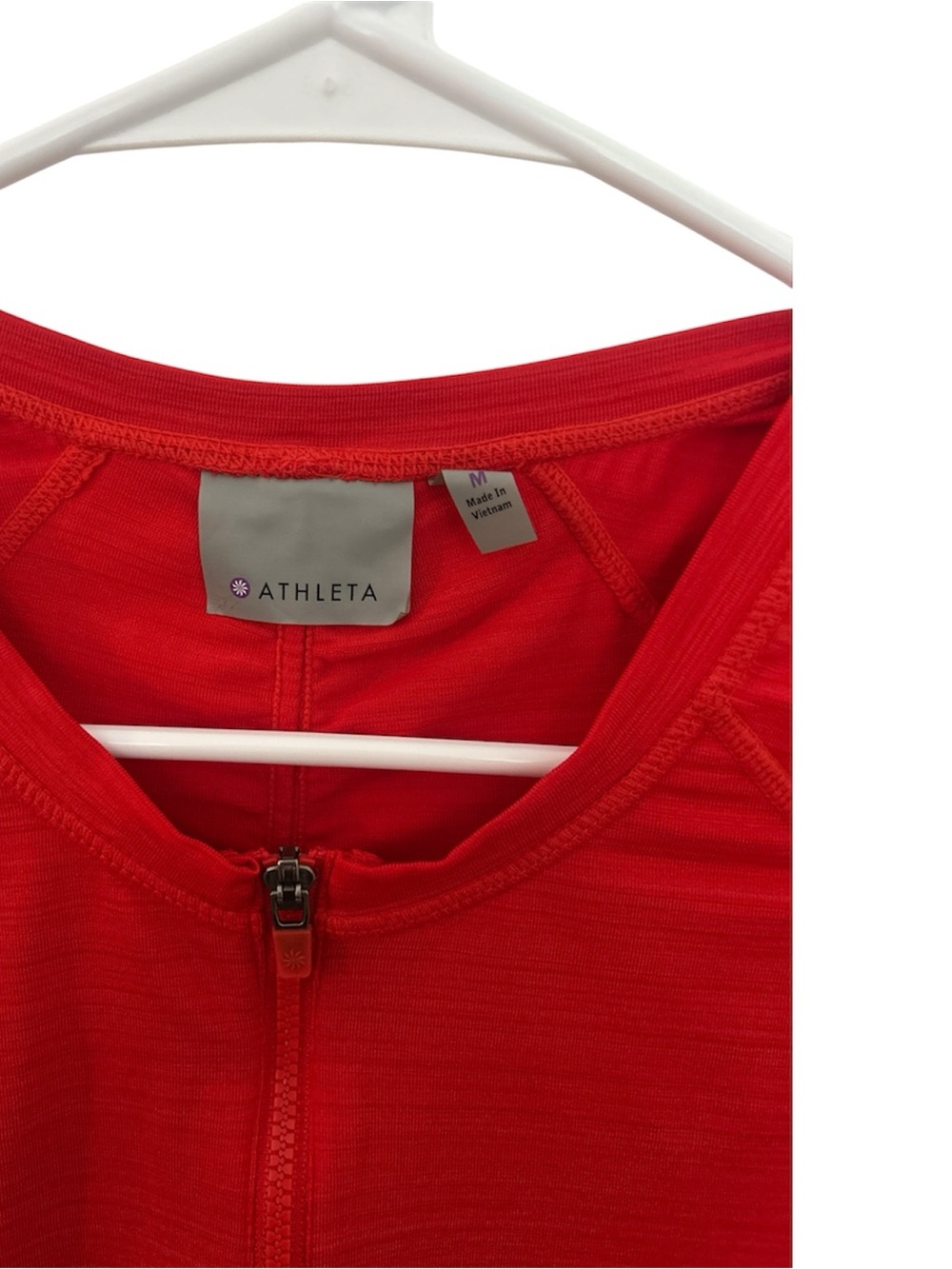 Athleta Red Short-Sleeve Zip-Front Performance Top - Picture 4 of 5